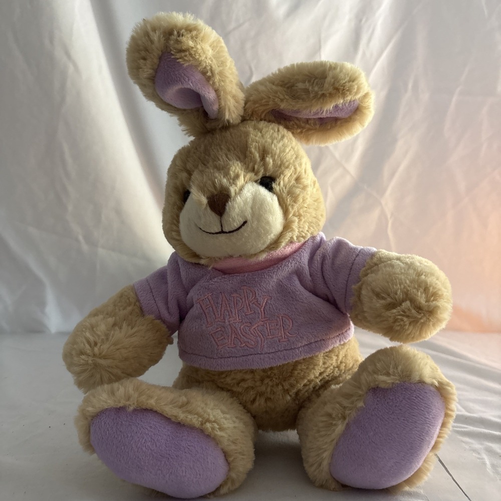2014 Animal Adventure Plush Bunny Rabbit Happy Easter Orange Purple 16"